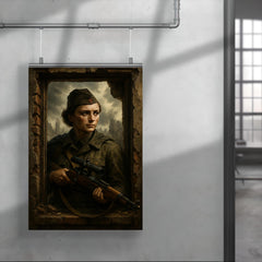 Lyudmila Pavlichenko sniper portrait in ruined window poster 4