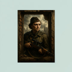 Lyudmila Pavlichenko sniper portrait in ruined window poster 8