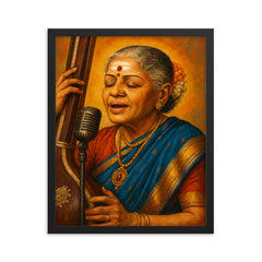 M S Subbulakshmi framed print on a plain backdrop in size 16"x20".