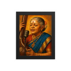 M S Subbulakshmi framed print on a plain backdrop in size 8"x10".