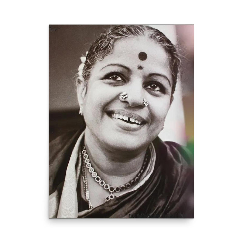 M S Subbulakshmi poster on a plain backdrop in size 18