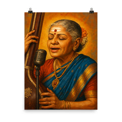 M S Subbulakshmi poster on a plain backdrop in size 8"x10".