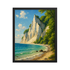 Møns Klint Denmark framed print on a plain backdrop in size 16"x20".
