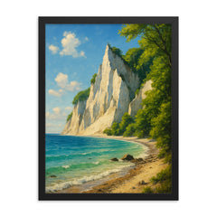 Møns Klint Denmark framed print on a plain backdrop in size 18"x24".
