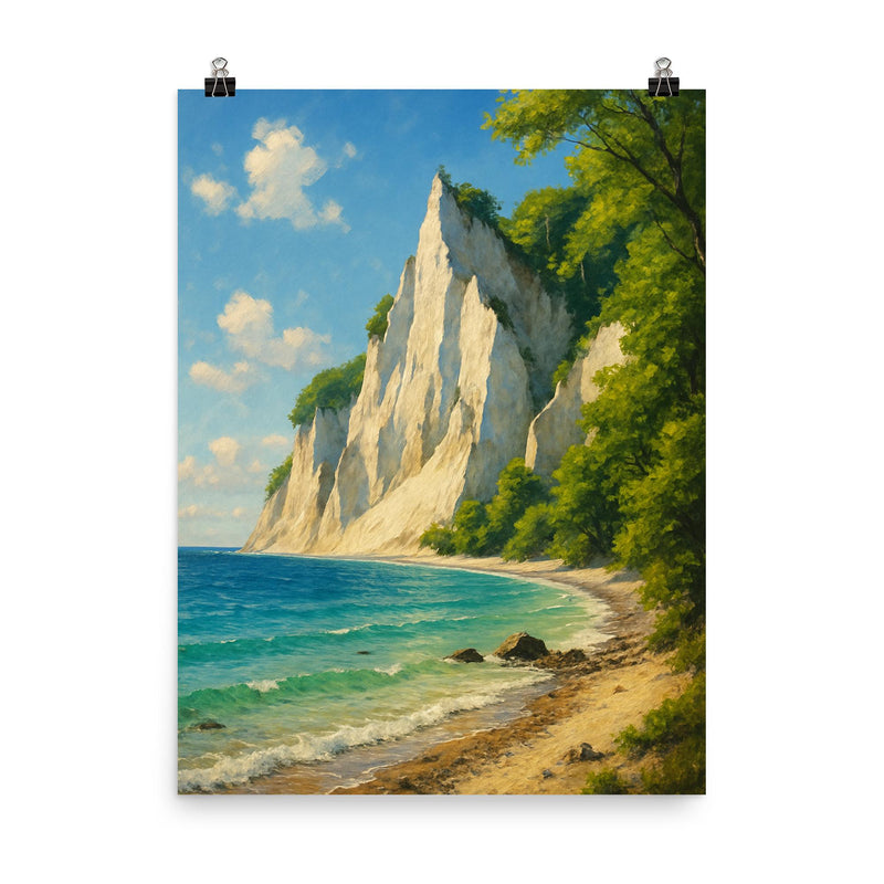 Møns Klint Denmark poster on a plain backdrop in size 8