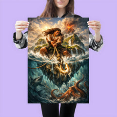 Māui hauling islands from the ocean depths poster 3