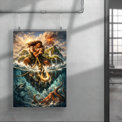 Māui hauling islands from the ocean depths poster 4