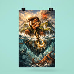 Māui hauling islands from the ocean depths poster 6