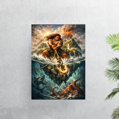 Māui hauling islands from the ocean depths poster 7