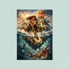 Māui hauling islands from the ocean depths poster 8