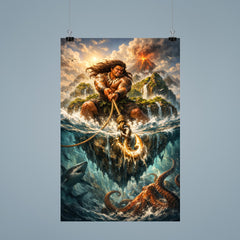Māui hauling islands from the ocean depths poster 9