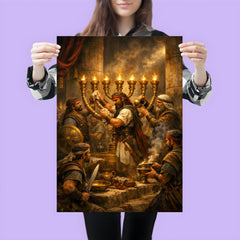 Maccabee revolt fighters cleansing the Temple lampstand poster 3