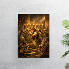 Maccabee revolt fighters cleansing the Temple lampstand poster 7