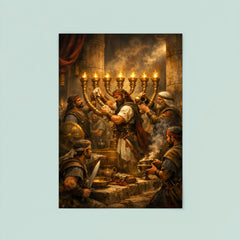 Maccabee revolt fighters cleansing the Temple lampstand poster 8