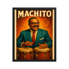 Machito the jazz musician framed print on a plain backdrop in size 16"x20".