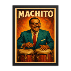 Machito the jazz musician framed print on a plain backdrop in size 18"x24".