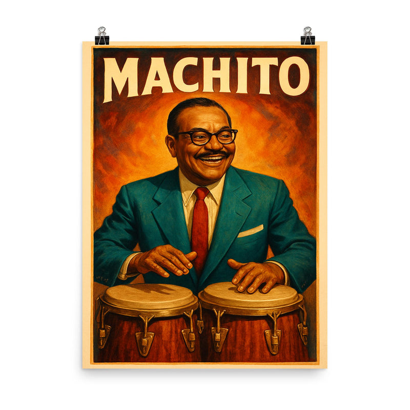 Machito the jazz musician poster on a plain backdrop in size 8