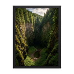 Macocha Abyss Moravian Karst Czech Republic framed print on a plain backdrop in size 18"x24".