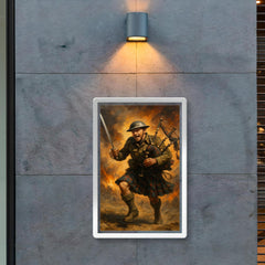 Mad Jack Churchill charging with broadsword and bagpipes poster 2