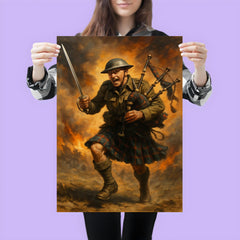 Mad Jack Churchill charging with broadsword and bagpipes poster 3