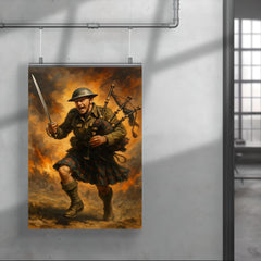 Mad Jack Churchill charging with broadsword and bagpipes poster 4