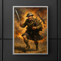 Mad Jack Churchill charging with broadsword and bagpipes poster 5
