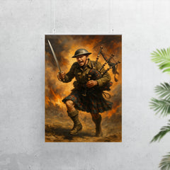 Mad Jack Churchill charging with broadsword and bagpipes poster 7