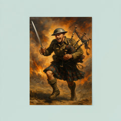 Mad Jack Churchill charging with broadsword and bagpipes poster 8