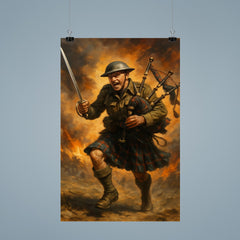 Mad Jack Churchill charging with broadsword and bagpipes poster 9