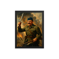 Mad Jack Churchill framed print on a plain backdrop in size 12"x16".