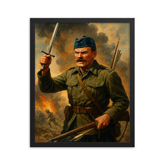 Mad Jack Churchill framed print on a plain backdrop in size 16"x20".