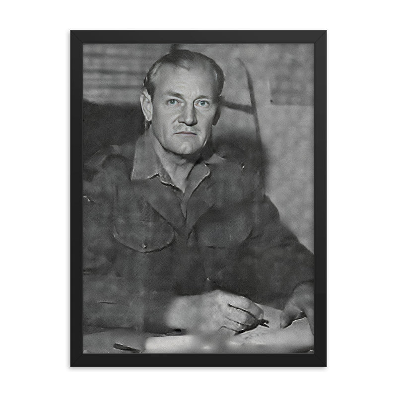 Mad Jack Churchill framed print on a plain backdrop in size 18
