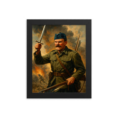 Mad Jack Churchill framed print on a plain backdrop in size 8"x10".