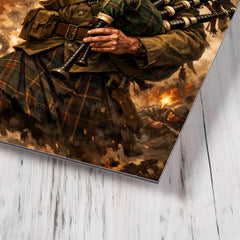 Mad Jack Churchill with broadsword and bagpipes metal print mockup