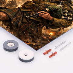 Mad Jack Churchill with broadsword and bagpipes metal print mockup