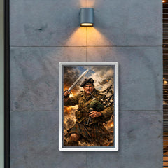 Mad Jack Churchill with broadsword and bagpipes poster 2