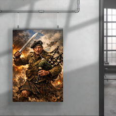 Mad Jack Churchill with broadsword and bagpipes poster 4