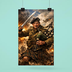 Mad Jack Churchill with broadsword and bagpipes poster 6