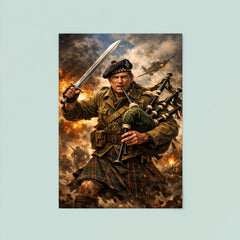 Mad Jack Churchill with broadsword and bagpipes poster 8