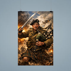 Mad Jack Churchill with broadsword and bagpipes poster 9