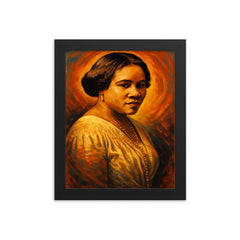 Madam C J Walker framed print on a plain backdrop in size 8"x10".