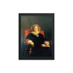 Madame Clicquot Ponsardin framed print on a plain backdrop in size 12"x16".