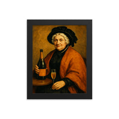 Madame Clicquot Ponsardin framed print on a plain backdrop in size 8"x10".