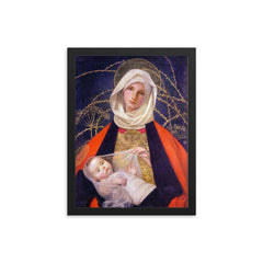 Madonna and Child by Marianne Stokes, 1908 framed print on a plain backdrop in size 12"x16".