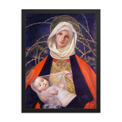 Madonna and Child by Marianne Stokes, 1908 framed print on a plain backdrop in size 18"x24".