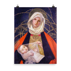 Madonna and Child by Marianne Stokes, 1908 poster on a plain backdrop in size 8"x10".