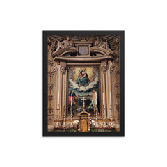 Madonna between Saints Rocco and Sebastiano by Giovanni Paolo Lolmo, 1587 framed print on a plain backdrop in size 12"x16".