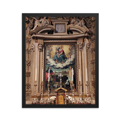 Madonna between Saints Rocco and Sebastiano by Giovanni Paolo Lolmo, 1587 framed print on a plain backdrop in size 16"x20".