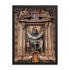 Madonna between Saints Rocco and Sebastiano by Giovanni Paolo Lolmo, 1587 framed print on a plain backdrop in size 18"x24".