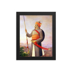 Maharana Pratap framed print on a plain backdrop in size 8"x10".